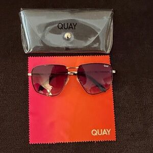 Quay Australia Gold Frame Sunglasses with Pink Gradient Lenses